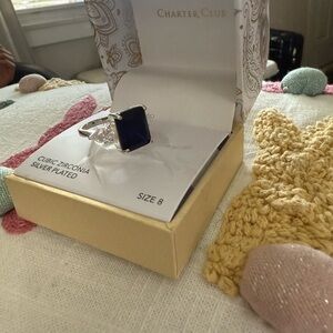 Charter Club Silver Plated Blue Cubic Zirconia Ring